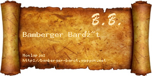 Bamberger Barót névjegykártya